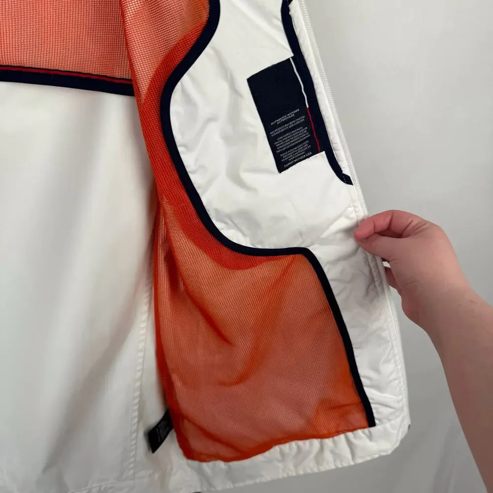 VTG‎ Tommy Hilfiger White Lightweight Performance Mesh Lined Jacket Men's Large